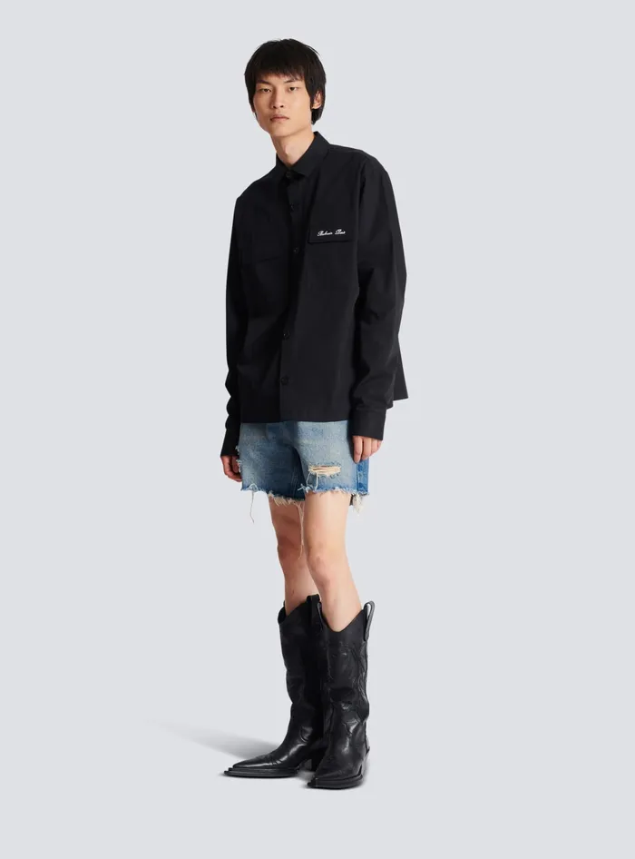 Balmain Shirts And Polos Men Signature Overshirt Black