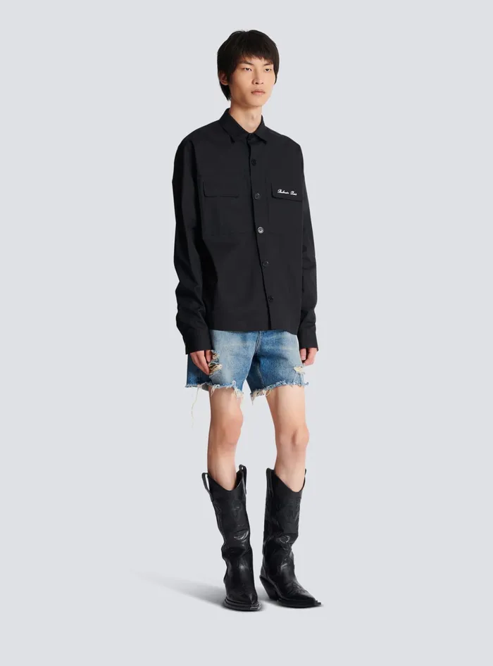 Balmain Shirts And Polos Men Signature Overshirt Black