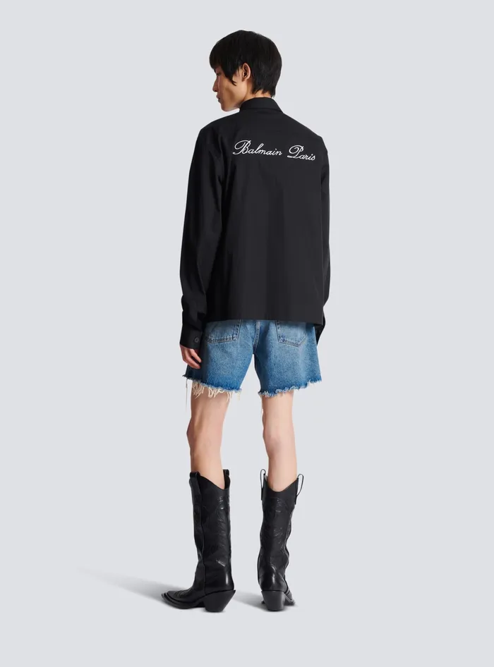 Balmain Shirts And Polos Men Signature Overshirt Black
