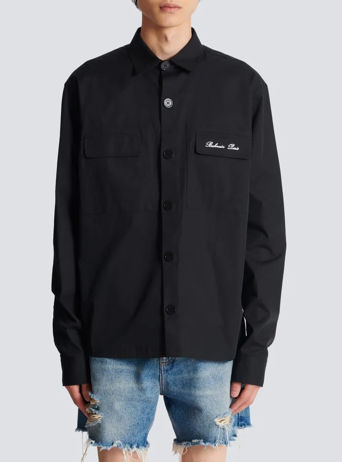 Balmain Shirts And Polos Men Signature Overshirt Black