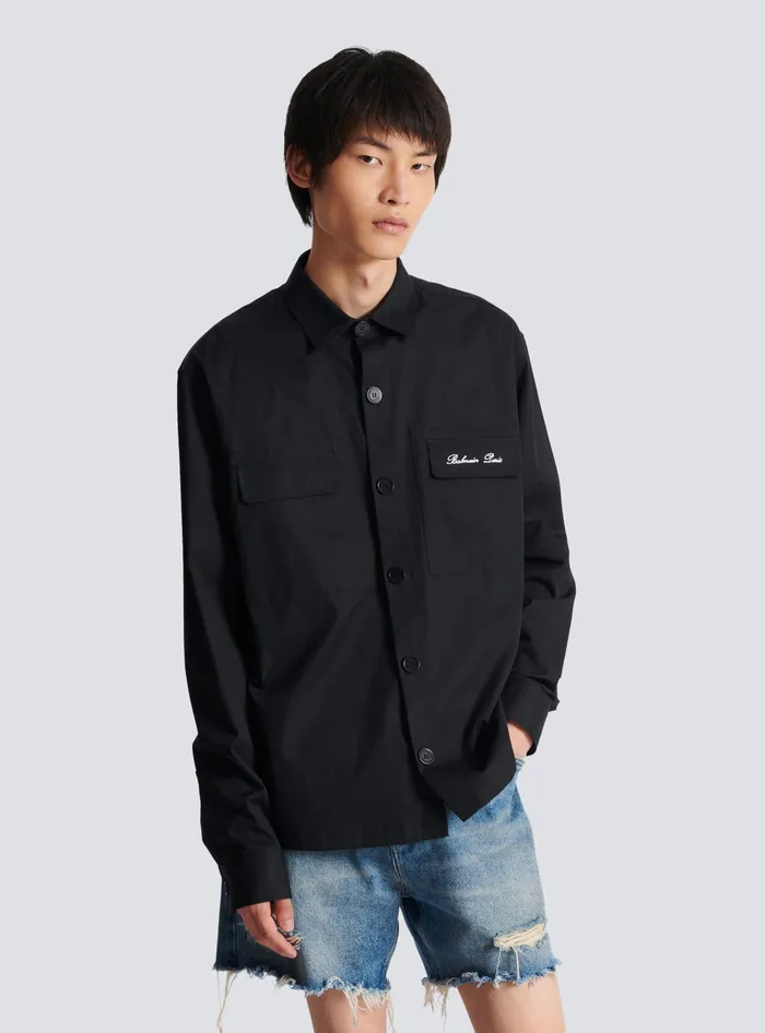 Balmain Shirts And Polos Men Signature Overshirt Black