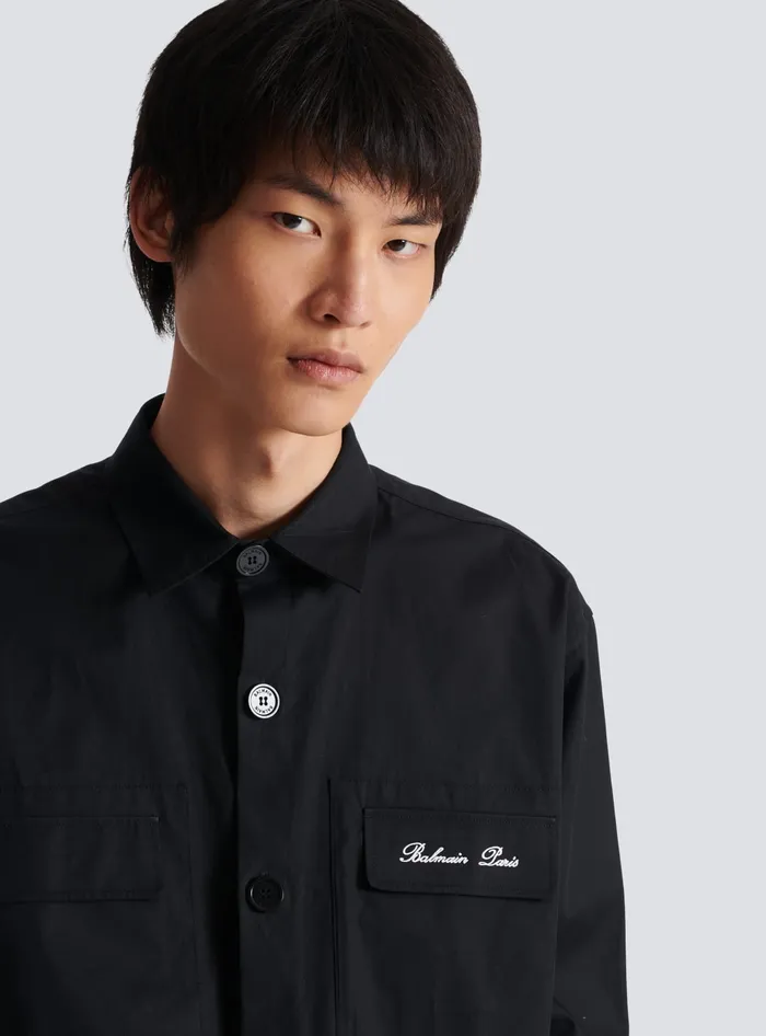 Balmain Shirts And Polos Men Signature Overshirt Black