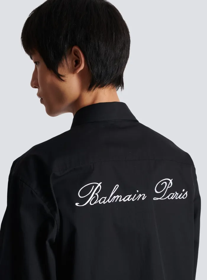 Balmain Shirts And Polos Men Signature Overshirt Black