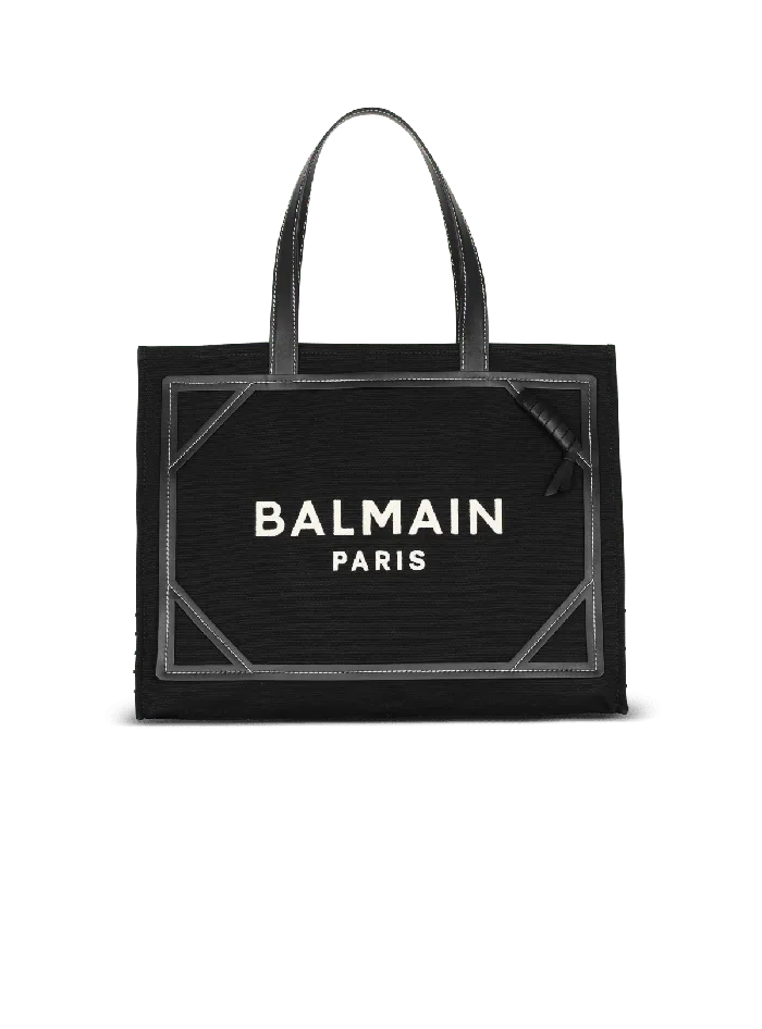 Balmain Shoulder Bags Women BArmy 42 Monogram Canvas And Leather Tote Bag Black