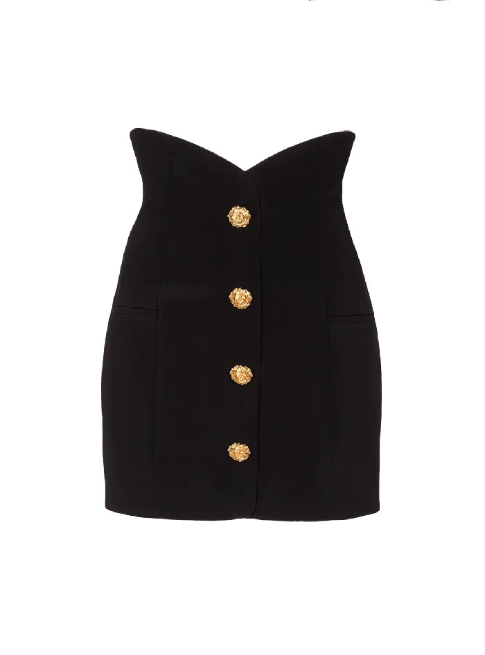 Balmain Skirts Women Flared Double Crepe Tulip Skirt Black