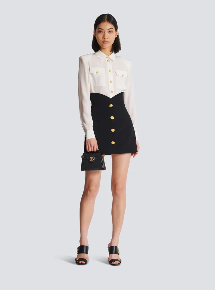 Balmain Skirts Women Flared Double Crepe Tulip Skirt Black
