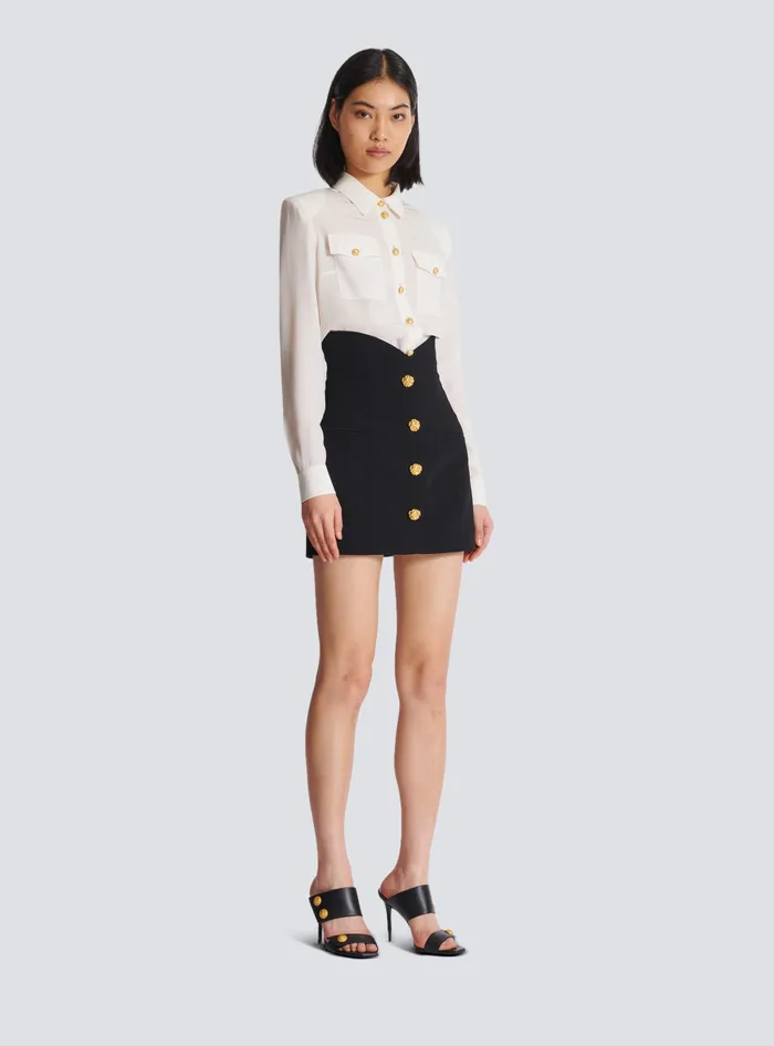 Balmain Skirts Women Flared Double Crepe Tulip Skirt Black