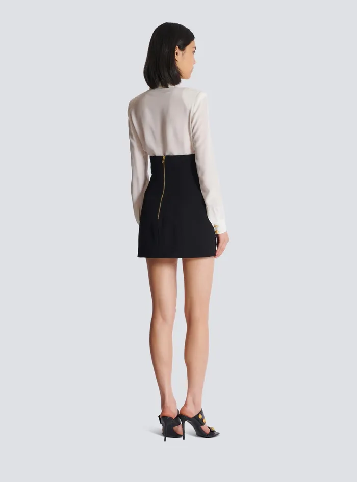 Balmain Skirts Women Flared Double Crepe Tulip Skirt Black