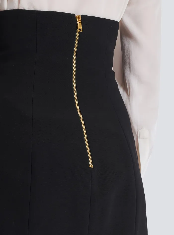 Balmain Skirts Women Flared Double Crepe Tulip Skirt Black