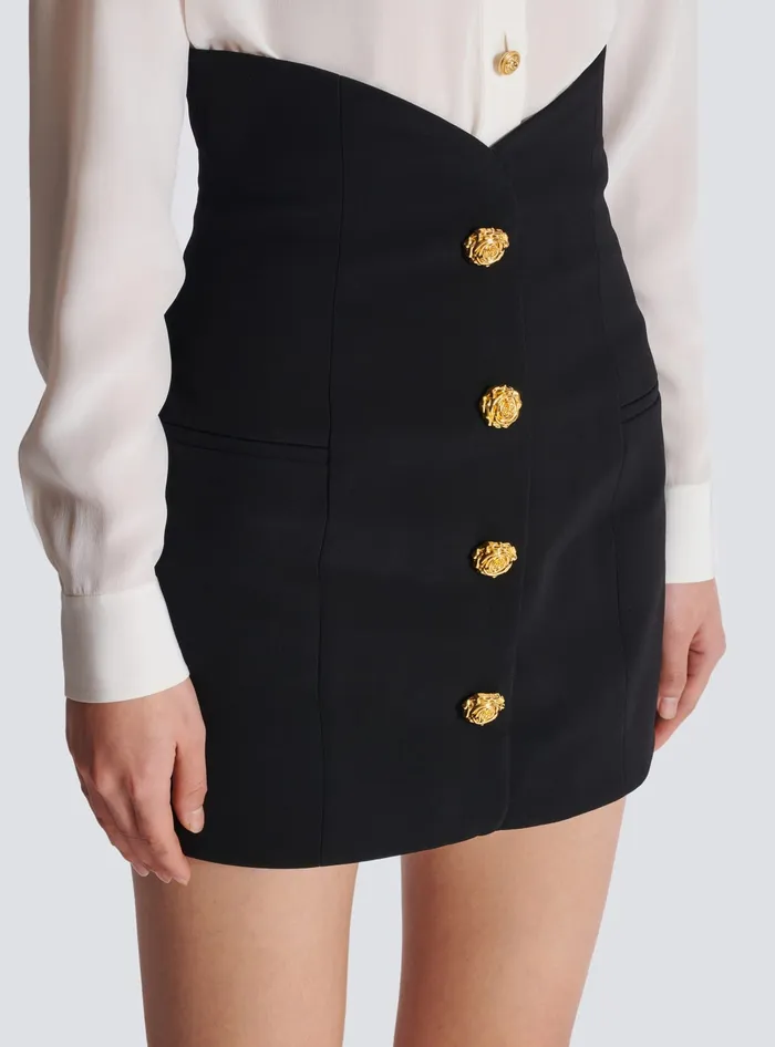 Balmain Skirts Women Flared Double Crepe Tulip Skirt Black