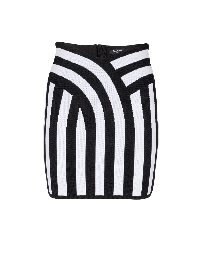 Balmain Skirts Women Short Striped Knit Skirt Black