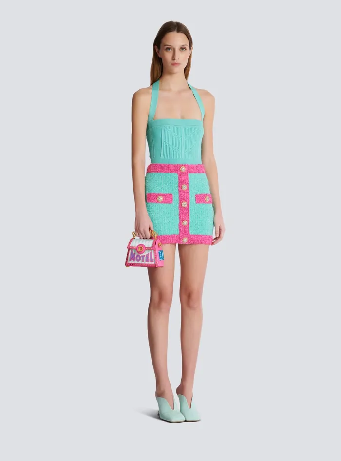 Balmain Skirts Women Twotone Buttoned Knit Skirt Multicolor