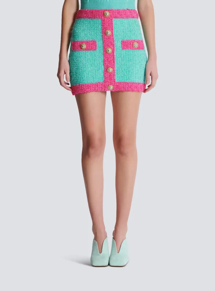 Balmain Skirts Women Twotone Buttoned Knit Skirt Multicolor