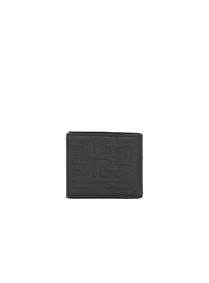 Balmain Small Leather Goods Men Leather Flap Wallet Black