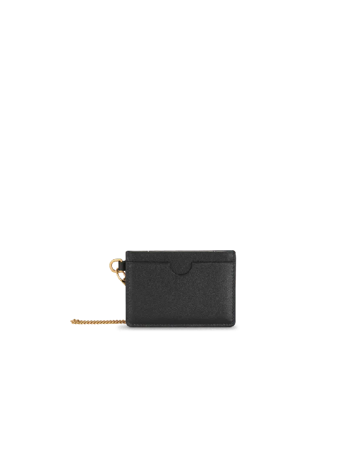 Balmain Small Leather Goods WomenMen Calfskin Coin Card Holder Black