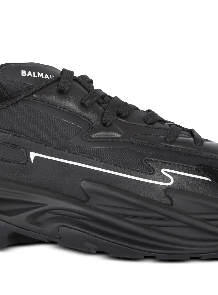 Balmain Sneakers Men RunRow Leather Sneakers Black