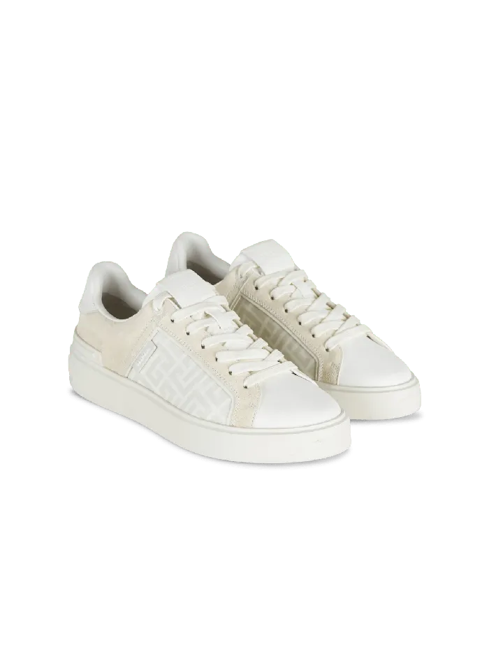 Balmain Sneakers Women BCourt Monogrammed Nylon And Leather Sneakers White