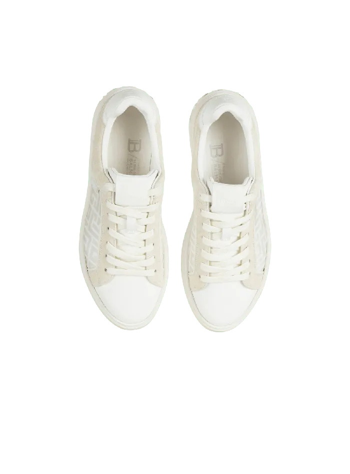 Balmain Sneakers Women BCourt Monogrammed Nylon And Leather Sneakers White