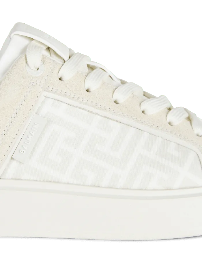 Balmain Sneakers Women BCourt Monogrammed Nylon And Leather Sneakers White