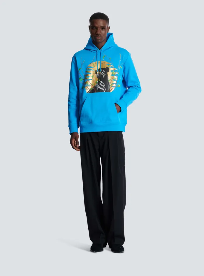 Balmain Sweatshirts Men Disney X The Lion King 8211 Hoodie With Cassius Khumalo Print Blue