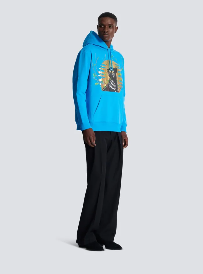 Balmain Sweatshirts Men Disney X The Lion King 8211 Hoodie With Cassius Khumalo Print Blue