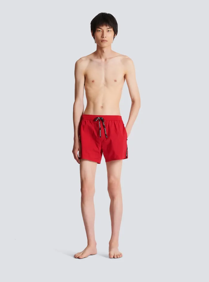 Balmain Swimwear Men Swim Shorts Red