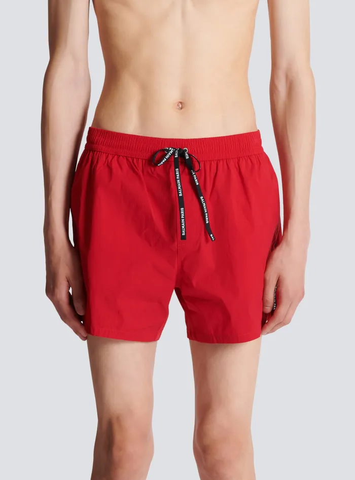 Balmain Swimwear Men Swim Shorts Red