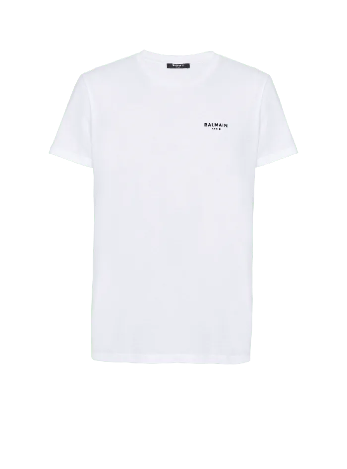Balmain TShirts Men Paris Flocked Shortsleeved Tshirt White