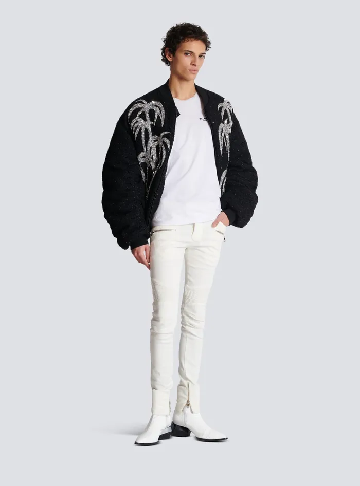 Balmain TShirts Men Paris Flocked Shortsleeved Tshirt White