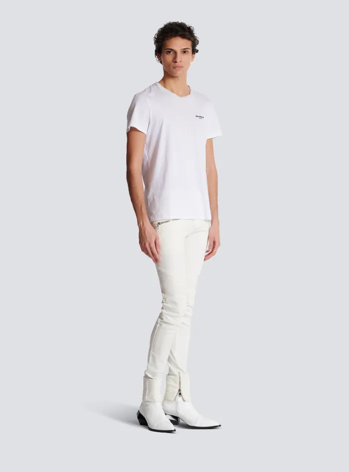 Balmain TShirts Men Paris Flocked Shortsleeved Tshirt White