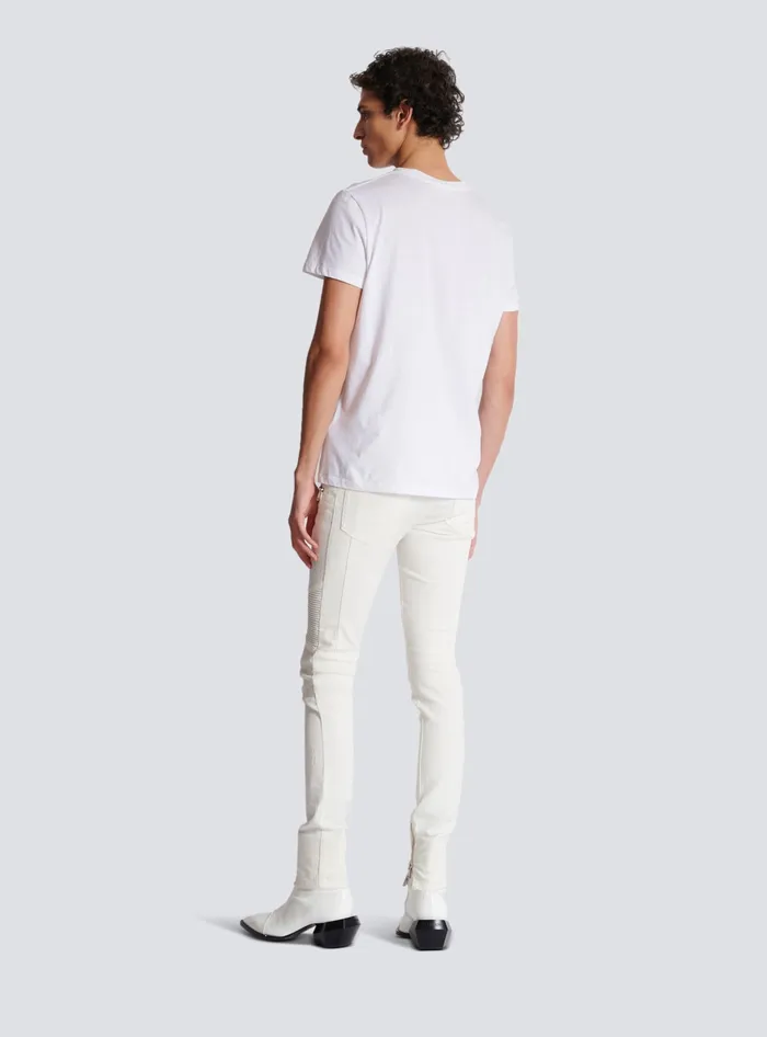 Balmain TShirts Men Paris Flocked Shortsleeved Tshirt White