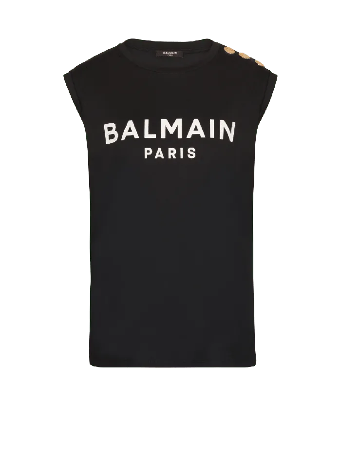 Balmain TShirts Women Ecodesigned Cotton Tshirt With Logo Print Black