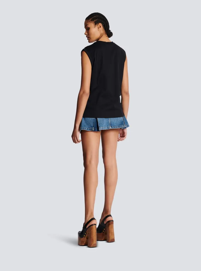 Balmain TShirts Women Ecodesigned Cotton Tshirt With Logo Print Black