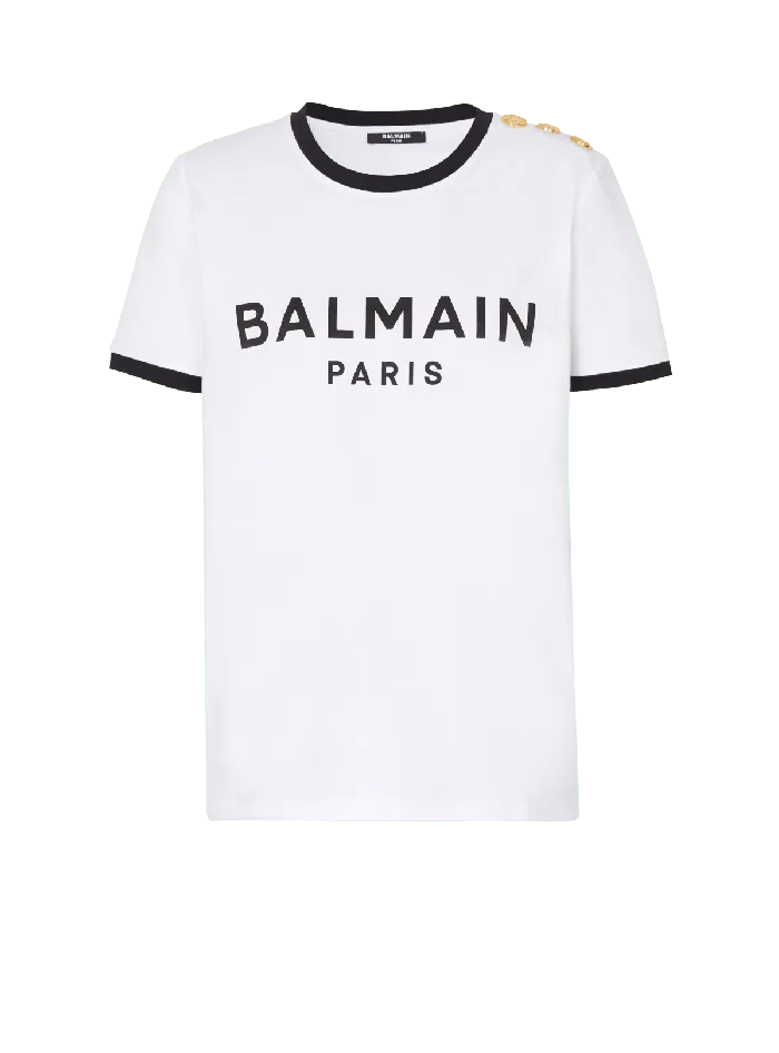 Balmain TShirts Women Paris 3button Tshirt Black