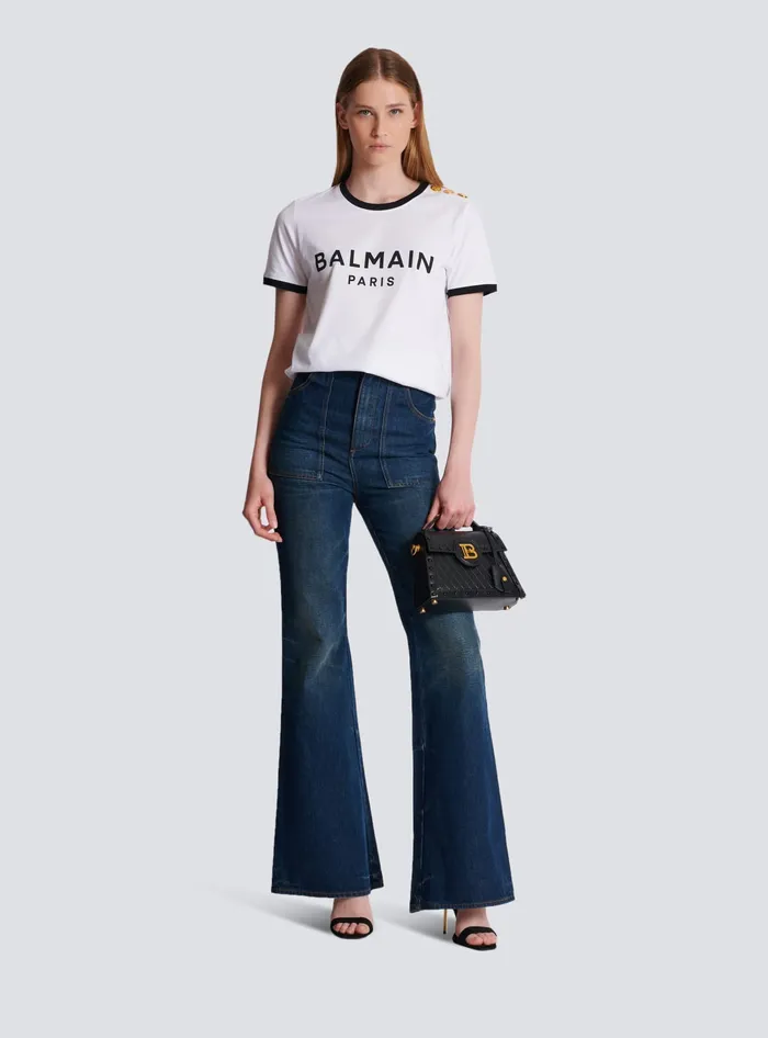 Balmain TShirts Women Paris 3button Tshirt Black
