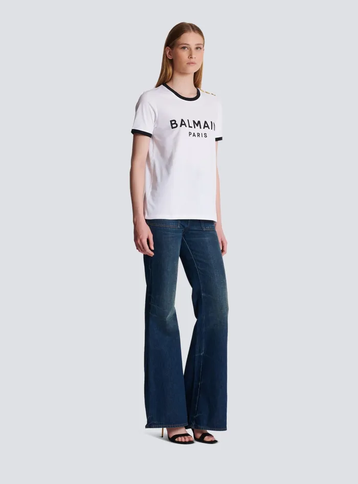 Balmain TShirts Women Paris 3button Tshirt Black