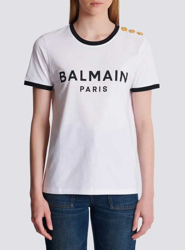 Balmain TShirts Women Paris 3button Tshirt Black