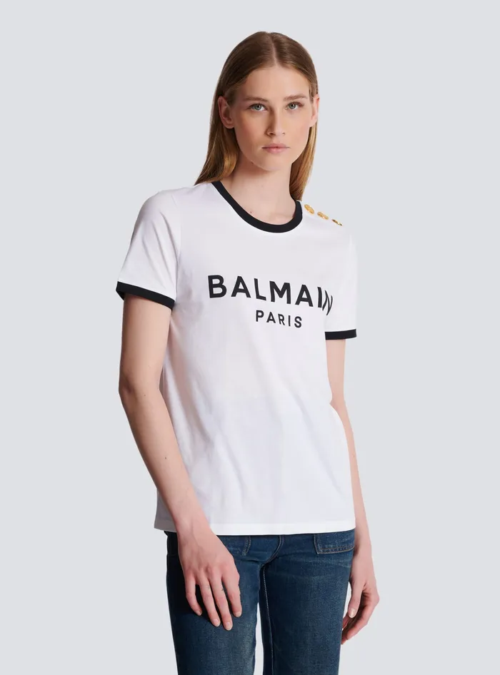 Balmain TShirts Women Paris 3button Tshirt Black