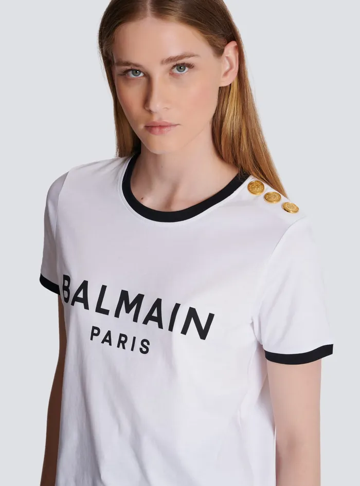 Balmain TShirts Women Paris 3button Tshirt Black