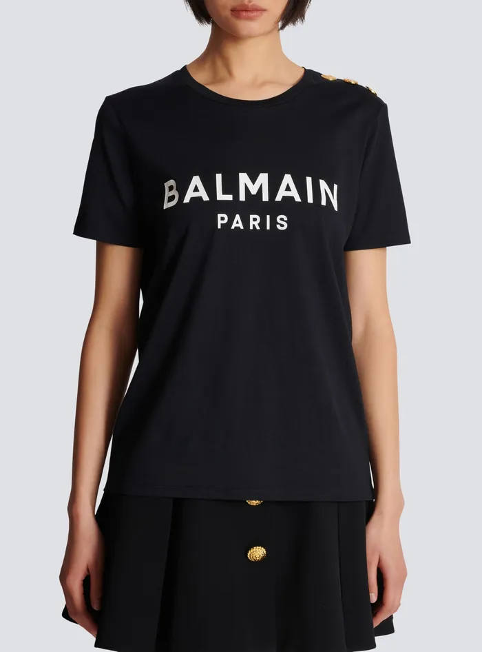 Balmain TShirts Women Tshirt With Paris Print Black