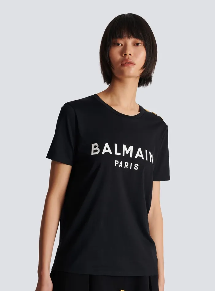 Balmain TShirts Women Tshirt With Paris Print Black