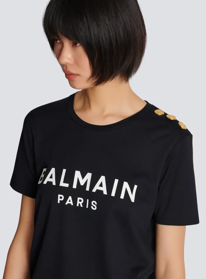 Balmain TShirts Women Tshirt With Paris Print Black