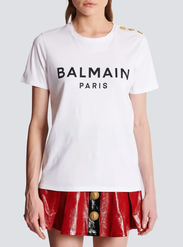 Balmain TShirts Women Tshirt With Paris Print White