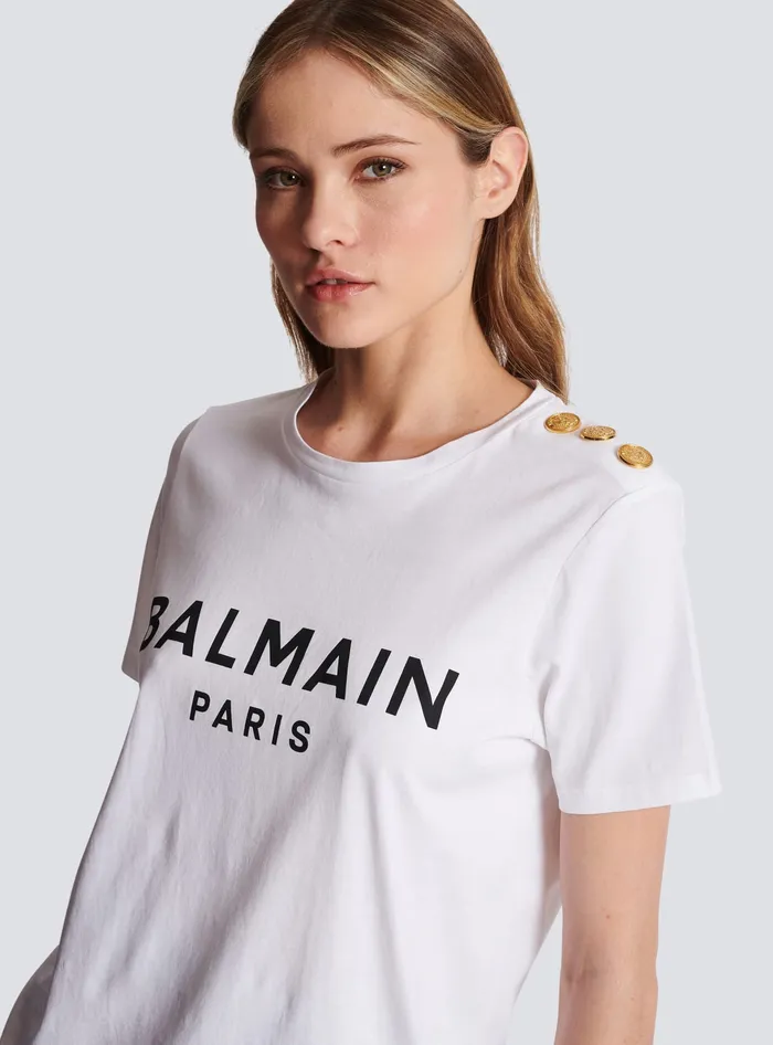 Balmain TShirts Women Tshirt With Paris Print White