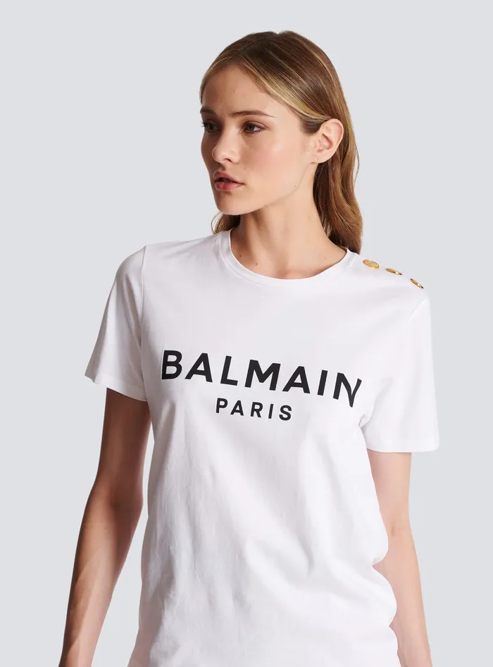 Balmain TShirts Women Tshirt With Paris Print White