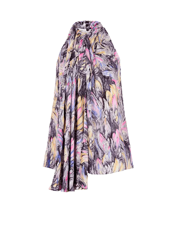 Balmain Tops And Shirts Women Pussybow Top With Feather Print Multicolor