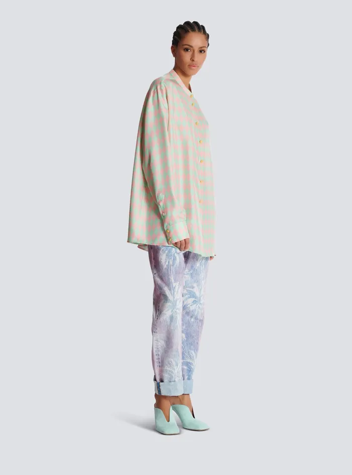 Balmain Tops And Shirts Women Standingcollar Shirt With Diamond Print Multicolor