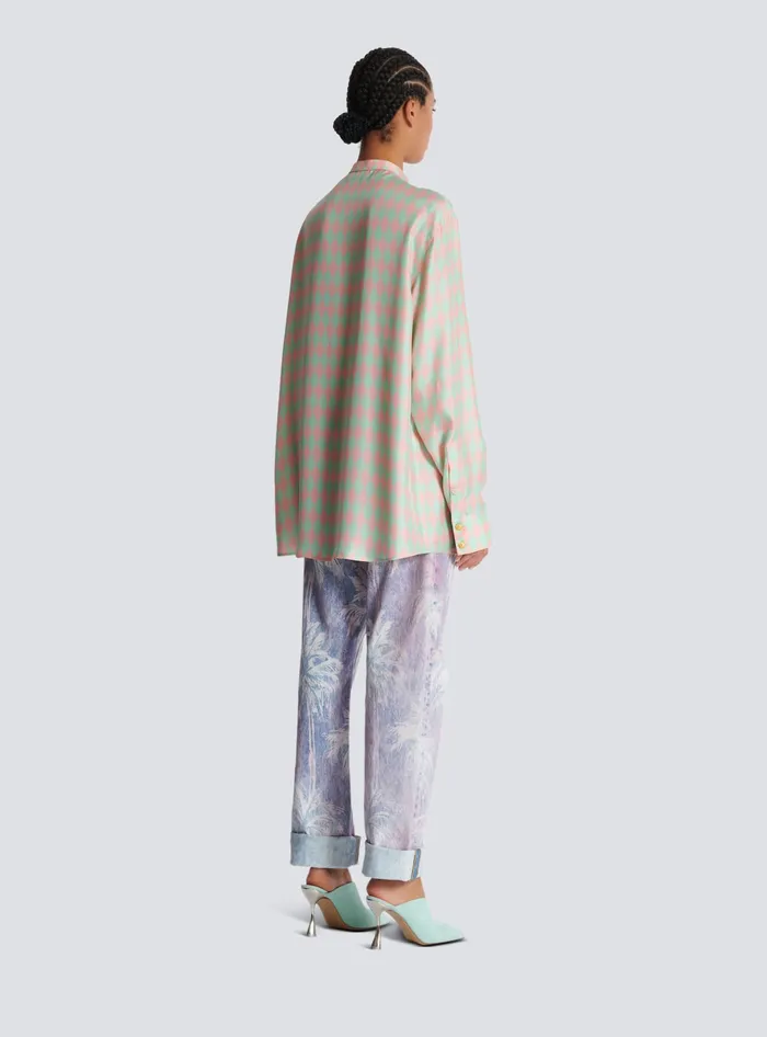Balmain Tops And Shirts Women Standingcollar Shirt With Diamond Print Multicolor