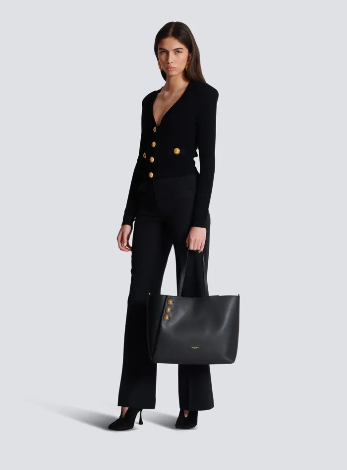Balmain Tote Bags Women Emblegraveme Leather Tote Bag Black