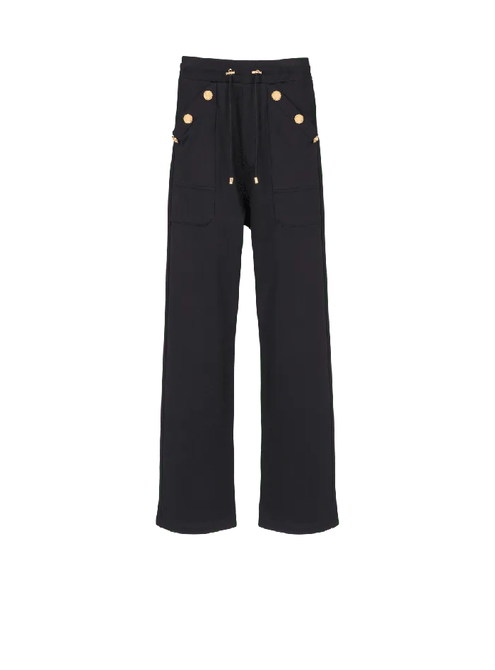 Balmain Trousers And Shorts Women Loosefitting Buttoned Joggers Black